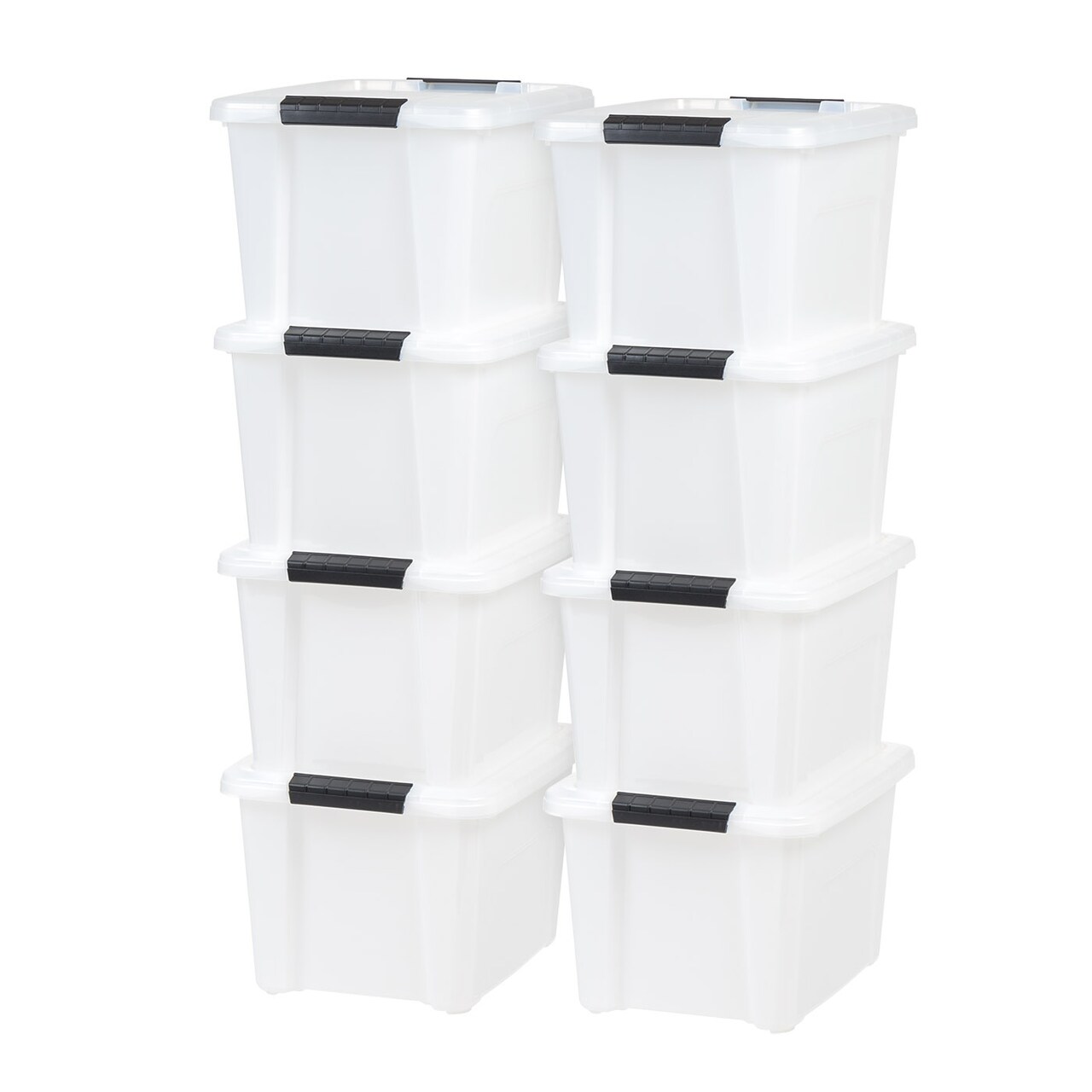 Plastic Storage Bins with Lids and Secure Latching Buckles Natural - 8 Pack